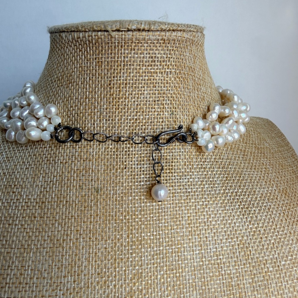 Genuine Freshwater Pearl Necklace with Iridescent Mother Of Pearl Pendant - Picture 5 of 5